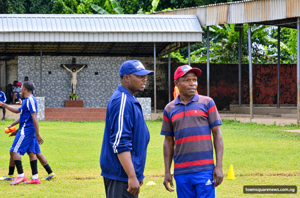 Rising Star FC coaching staff preparing for their final Group D match against Dynamic FA in the Anambra State League 2026.